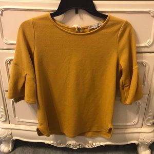 Gold Yellow blouse top. Size small. Green envelope